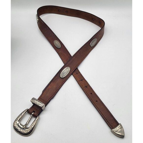 Danbury Belt SZ 38 Harness Leather Oil Tanned Made in USA Brown - Picture 2 of 8